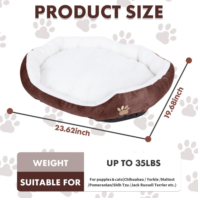 Resulzon Round Dog Cat Beds Mattress Washable Pads Room, Soft Durable Plush Faux Fur Sleeping Pet Fleece Bed Mat for Small Doggy Kitten Puppy, with Anti-Slip Waterproof Bottom (Coffee) - Image 2